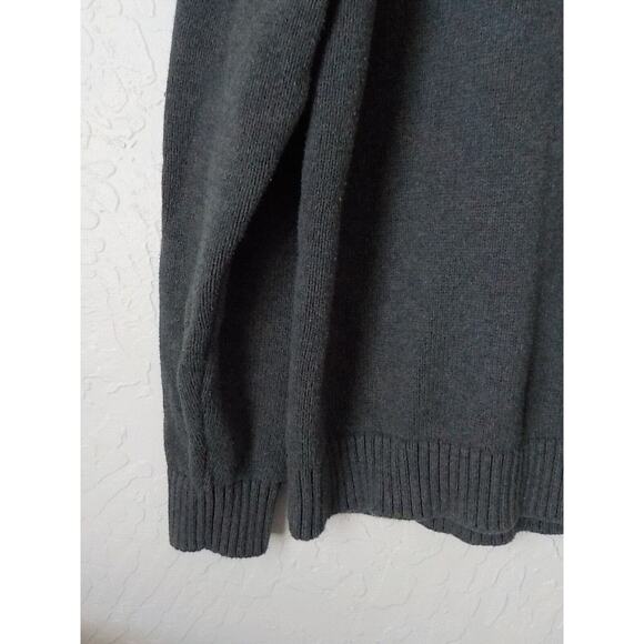 LL Bean Men Large Gray Sweater Knit Pullover 1/4 Zip Long Sleeve MockNeck Cotton - Picture 4 of 10